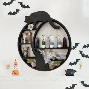 Cat Design Wall Mounted Wooden Shelf, Boho Style Wall Decor, Wall Decor for Living Room Bedroom Home Office, Artistic Storage Solution, Decoration, Decoration Items