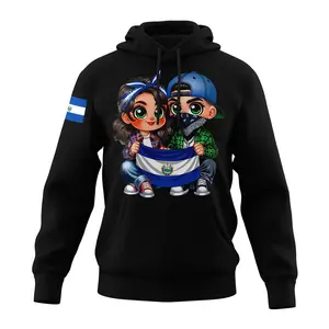 El Salvador Couples design Black Hoodie