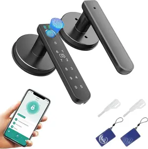 Fingerprint Door Lock  Fingerprint Door Knob with Keyless Entry Biometric Door Lock with Keypad App Control Easy Installation for  Bedroom Office(Black)
