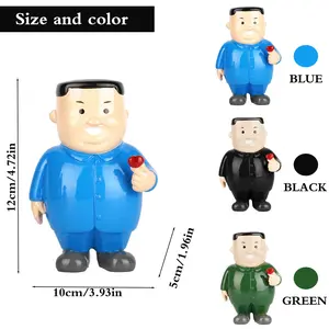 Kim Jong-Un K-Love Series Funny Vinyl Figure, Humorous Political Pop Art Style, Heart Button Desk Decor, Blue// Options
