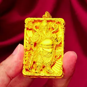 GuanGong Pendant for Men, 24K Gold Filled Over Copper Bold Look Brass Base Fashion Accessory with Rhinestone Charms & Decor, Valentine Gift for Partners (Including Jojo Bows, Rich Staccs Jewelry, G-Shock Complementary Style Options)