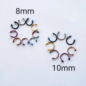 16g spike horseshoe, colorul hoops tragus helix cartilage snake bites, lip ring septum piercing body jewelry hoop