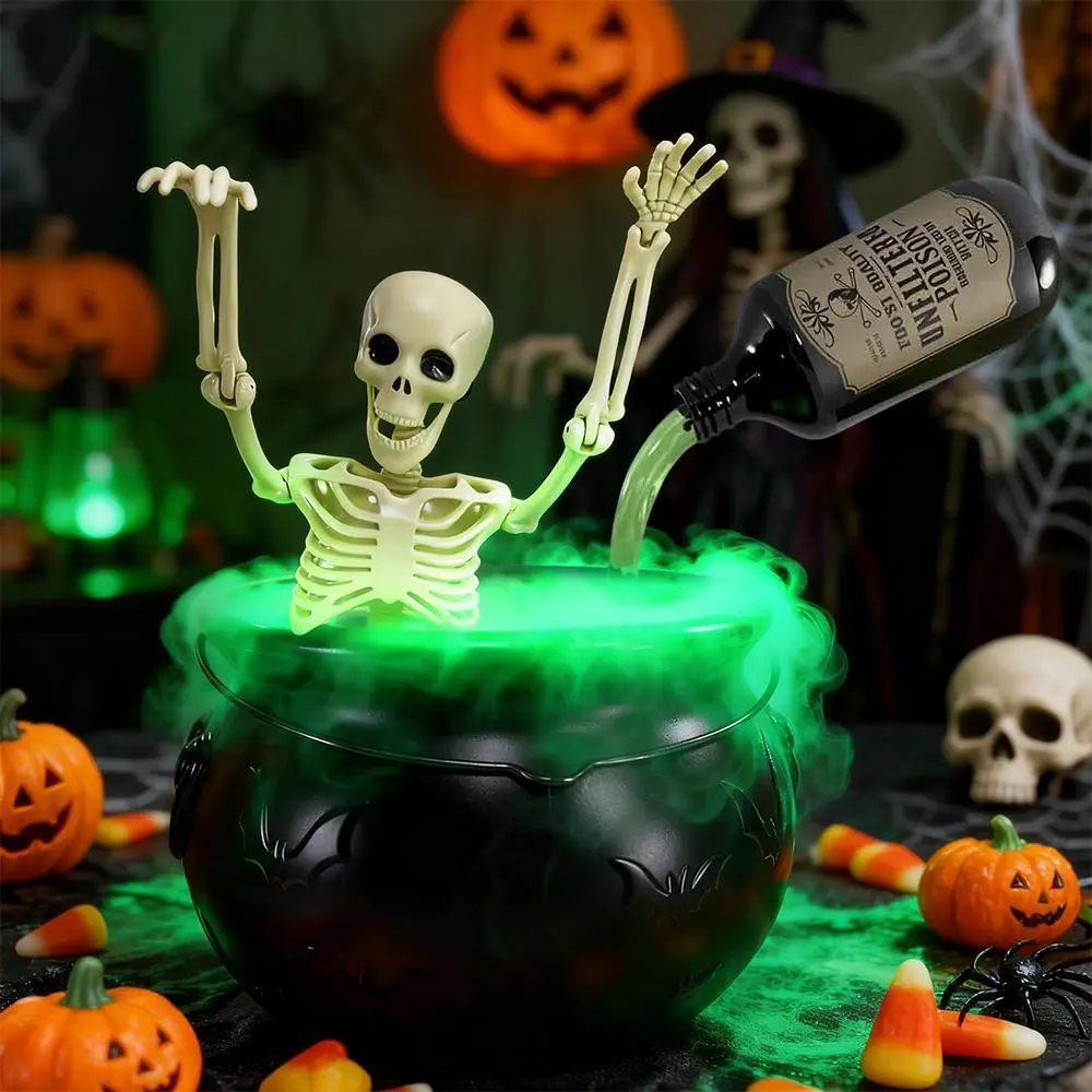 【BackToSchool】Spooky Vintage Magical DIY Decor Kit - Lightweight Black Plastic Witch Cauldron Bucket with Mist Maker, Indoor Home Table Mantel Party Decor Set (Home & Festive Supplies)