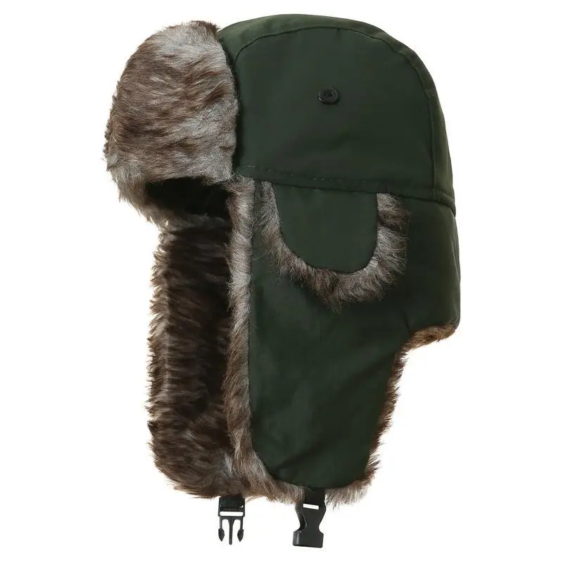 Faux Fur Reflective Pilot Hat - Winter Warm Windproof Safety Cap for Outdoor Snow Activities, Enhanced Visibility, Outdoor Use Gear for All