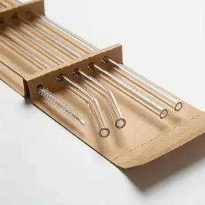 Transparent Glass Straws, 4 Counts Heat Resistant Washable Reusable Straw & 1 Count Straw Brush, Drinking Straws for Smoothies, Cocktails, and Drinks, Clear