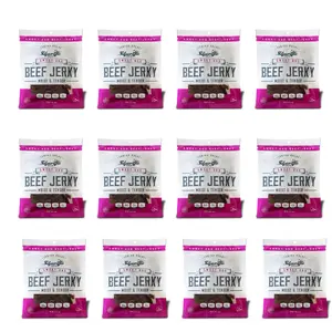 Sharifa Halal Beef Jerky, Sweet Barbeque, 1 Case (12) 2.85 oz. Bag – Great Everyday Halal Jerky Beef Meat Snack, 100% Real Zabiha Halal Beef, 12g of Protein, 80 Calories, 0g Trans Fat, & 2g of Carbohydrates