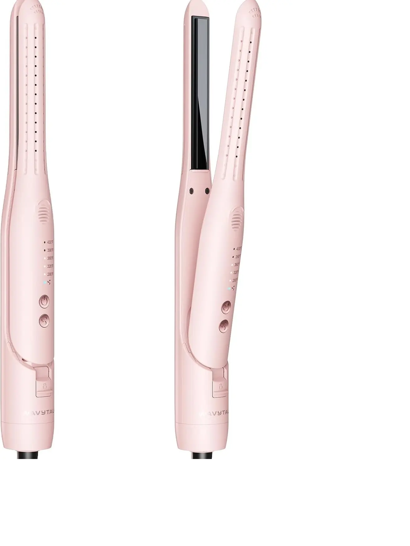 Wavytalk Cool Curl Pencil 0.65" Airflow Curling Iron for Short Hair & Pixie | 360° Cool Airflow Reduces Damage, Anti-scald, Precise Root Styling Control, 2-in-1 Small Flat Iron & Curler, Pink