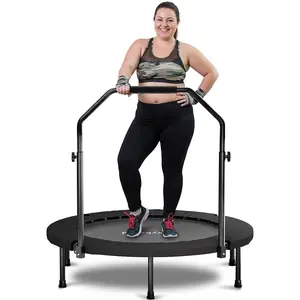 SkyBound 600LBS Foldable Mini Trampoline 40" Fitness Rebounder, Adjustable U-Bar Handle, Stable Quiet Indoor Outdoor Home Gym Exercise Equipment