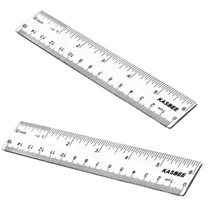 Plastic 6 Inch Clear Rulers Measuring Tool for Student School Office Inches and Centimeters Pack of 2