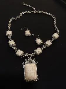 Vintage White Stone Western Jewelry Set-050