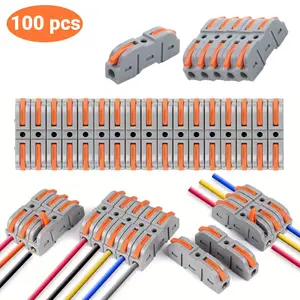 100/50 Pack Lever Wire Connectors,Inline Wire Connectors Kit for Quick Connect,Push in Compact Splicing Electrical Connectors Butt Terminals for Circuit Inline 28-12 AWG 1in1 Out,Tools & Hardware ﻿