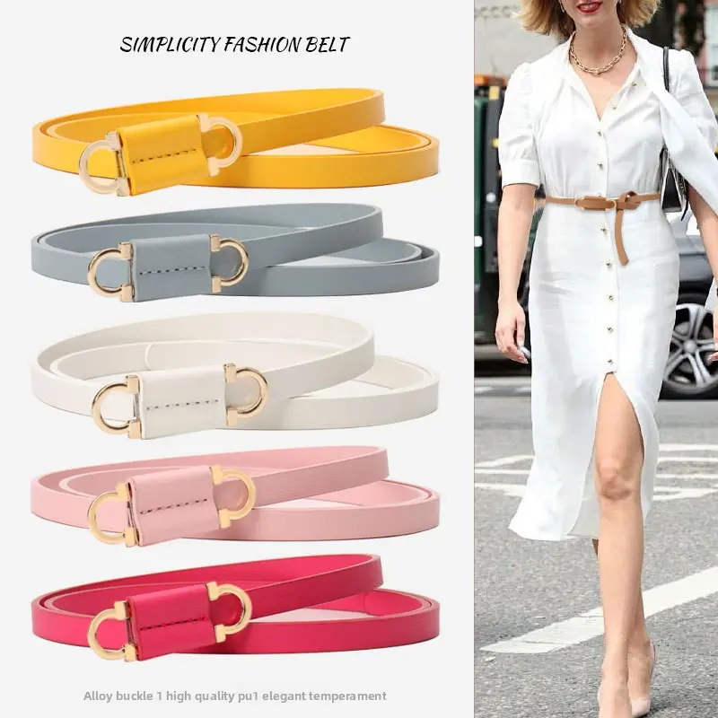(12 Styles) New Fashion Dopamine Women'S Small Belt With Skirt Waist Decorative Belt Spring Gentle Hole-Free Knotted Belt