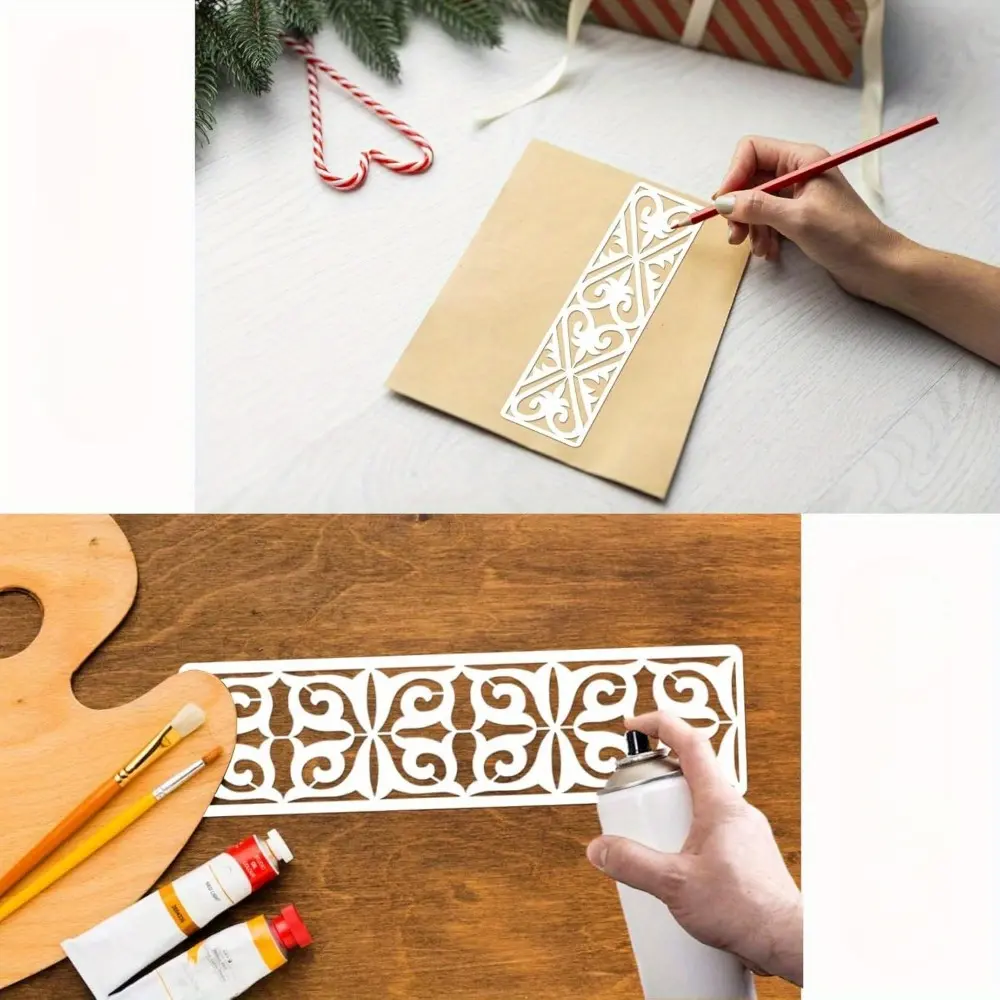 Set of 12pcs Reusable Furniture Cake Decoration Template, DIY floral painting templates, Washable Floral Stencil Template for Furniture, Walls, Windows, Cabinets, DIY Crafts, Cabinet Decor