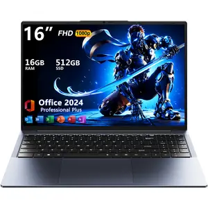 16" Core i5 Laptop, 16GB RAM, 512GB SSD, MS Office 2024, IPS(1920 x 1200) 16:10 Display, Win 11 Pro Notebook Computer with BT5.0 Wi-Fi, 3xUSB A, HDMI, RJ45, Backlit Keyboard, Space Grey
