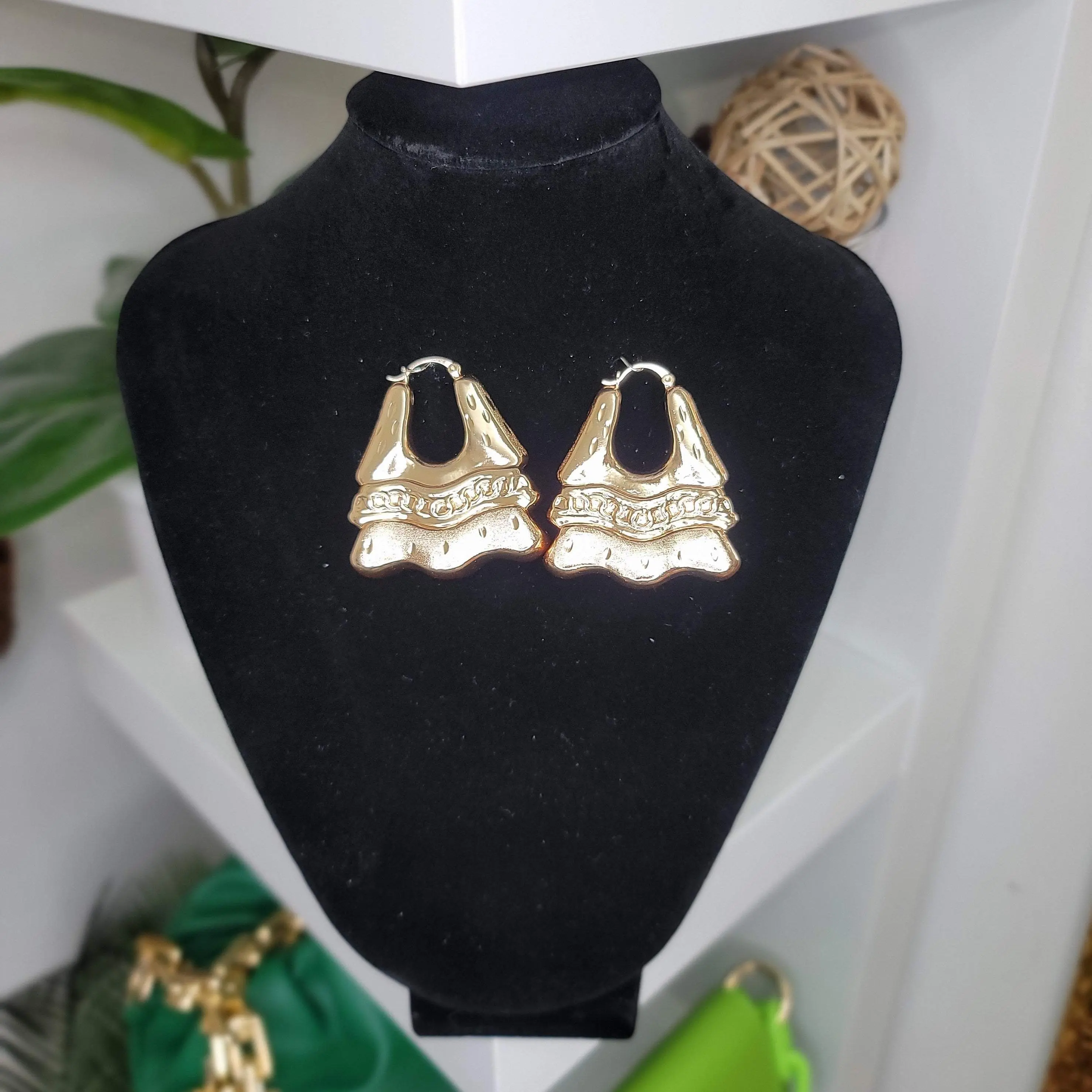 Eve Thick Fashion Gold Earrings, Triangle Jewelry