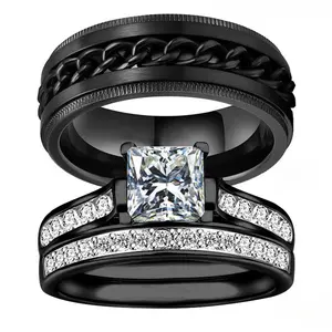 Couples Rings Set - Black Wedding Bands for Men and Women, Comfort Fit, Hypoallergenic, Scratch-Resistant, and Durable Engagement Rings for Him and Her engagement rings smart ring wedding ring set promise ring gf western jewelry cluster ring anti ring