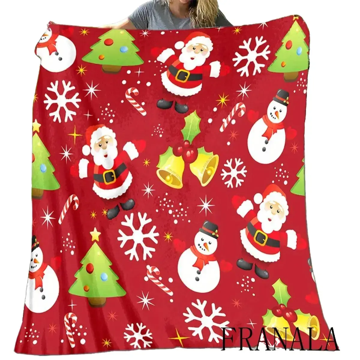 FRANALA Merry Christmas Santa Soft Flannel Throw Blanket For Living Room Bedroom Bed Sofa Picnic Cover Decor Napping Couch Chair Cover christmas decoration