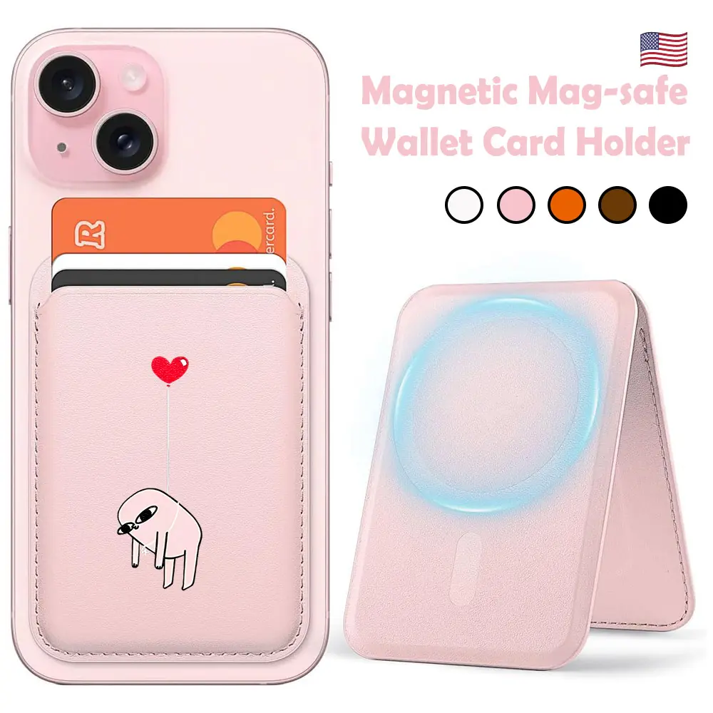 MagSafe Magnetic Smartphone Wallet with Adjustable Stand - PU Leather Mobile Card Holder, 1 Slot for 3 Cards, Personalized Unique Illustrations, Fingerprint-Proof, Scratch-Resistant, Compatible with iPhone 16/15/14/13/12 Series & MagSafe Cases