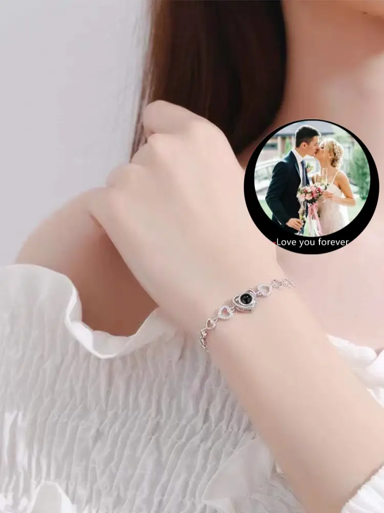 Dainty Personalized Photo Projection Bracelet • Photo Zircon Chain Bracelet Adjustable• Custom Photo Chain Bracelet • Memorial Bracelets • Gift for Her