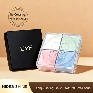 UMF 4-Color Ultra-Fine Loose Makeup Powder, Honey-Infused Silky Waterproof Lightweight Setting Powder with Caramel & Apricot Shades for Flawless Finish