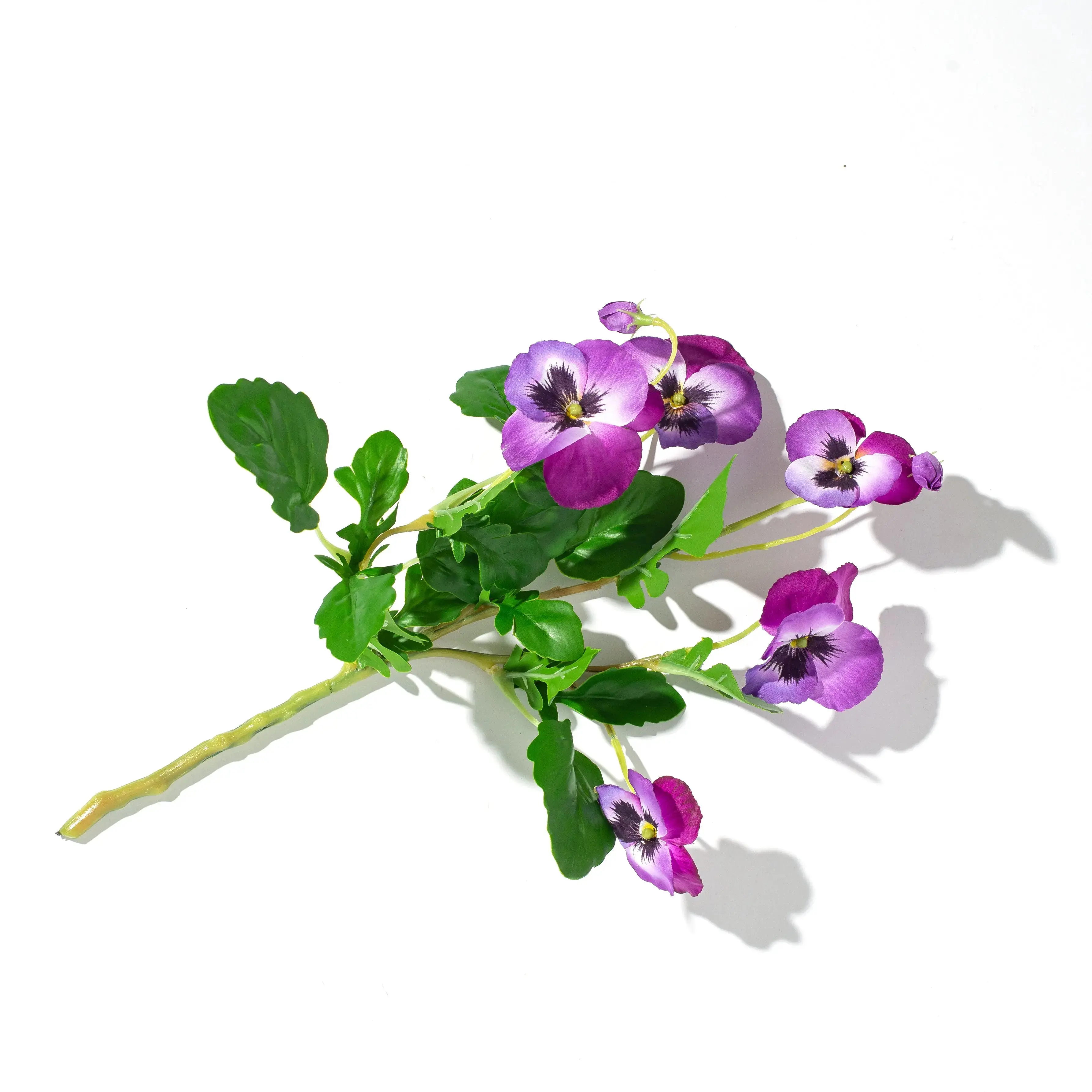 Dark Purple Artificial Pansy Spray - Faux Silk Decorative Flowers with Wired Stems, All-Seasons Home Decor, Curated Color Options, Indoor Use