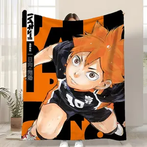 Anime Haikyuu!! Throw Beat the AC Chill Lightweight Coral Fleece Throw Blanket Breathable Anti-Static Machine Washable Perfect for Sofa Bed Office Nap Travel Living Room Bedroom Dorm Hotel Decor All Gift