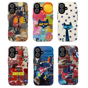 Petee the Cat Tough Phone Case Trendy Artistic Cool Cat Designs for Style Protection Cute Gift Lightweight Slim Shock Resistant TPU Lining