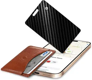 Slim Rechargeable Bluetooth Wallet Tracker Card - IP68 Waterproof Smart Finder, Apple Find My Compatible for Wallet, Luggage (iOS Only, Carbon Fiber Black)