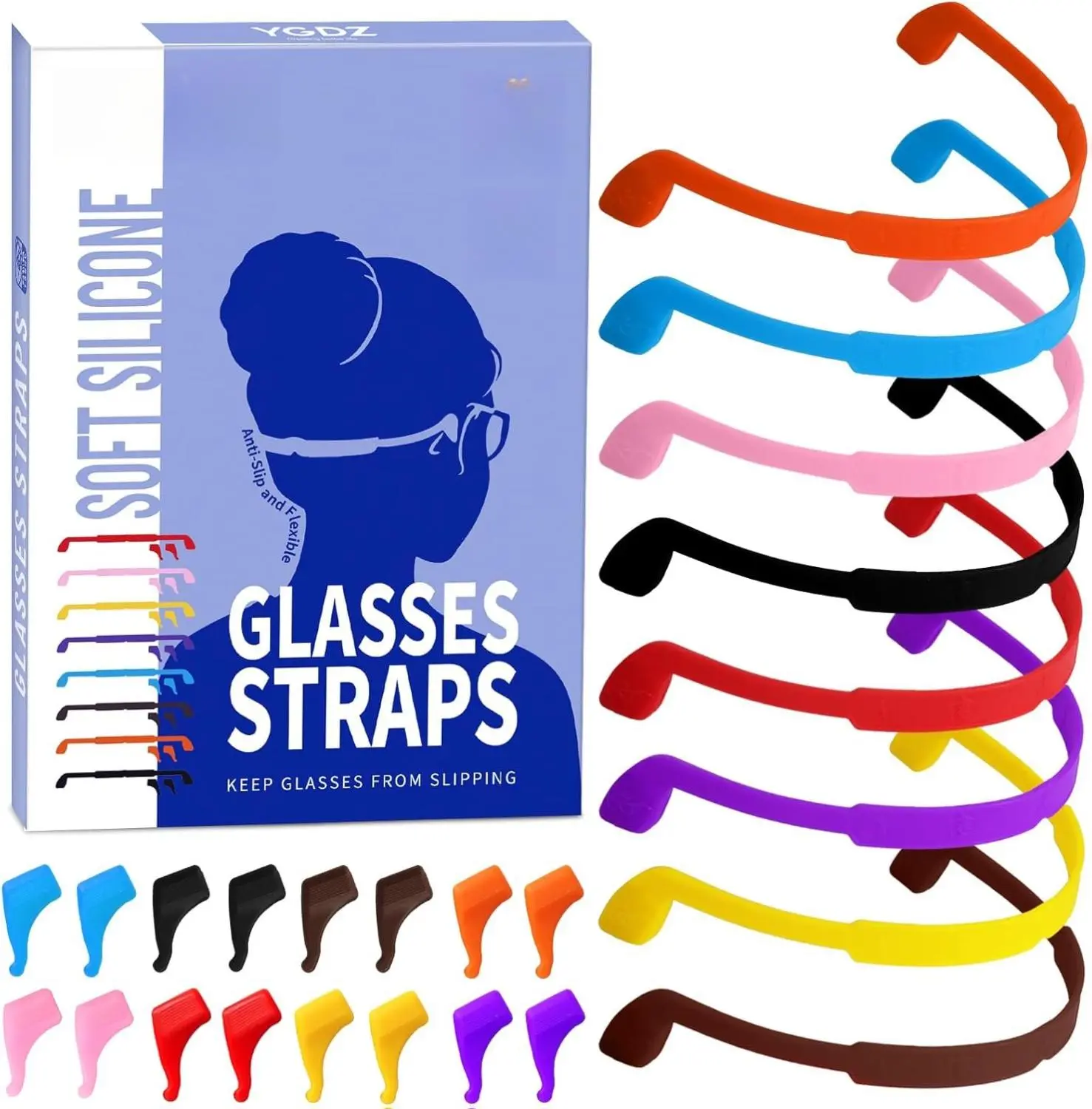 Kids Glasses Strap 8 Pack Soft Silicone Anti-Slip Eyewear Retainer with Ear Grip Hooks for Toddlers & Adults Perfect for Sports & Outdoor Activities
