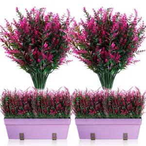 12 Packs Artificial Lavender Bushes Faux Flowers Lavender Greenery Artificial Plants UV Resistant for Floral Arrangement Table Centerpieces