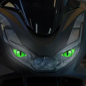 Terror Cat Eye Motorcycle Reflective Stickers, Self-Adhesive Waterproof Cartoon Animal Eyes for Car Helmet Night Driving Safety Warning, Decal