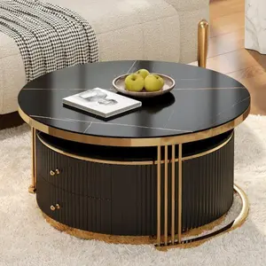 Bellemave Modern 2-piece circular nested coffee table with drawers, 27.6 inches
