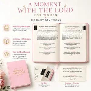 One Minute with God 365-Day Devotional Bible for Women, Faith Based Book with Daily Prayer, Prayer Reflections and Spiritual Growth, Embossed Faux Leather Hardcover, Christian Gift for Women