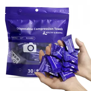 30 Pcs Large Compressed Disposable Face Towels, 11.8x9.4 Inch Thick Cotton Wet Wipes, Portable Facial Cleaning Towels for Travel & Outdoor Use, Disposable Face Towelettes