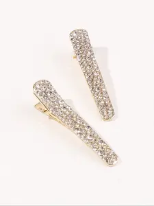 Women Hair Accessories Flat Claw Clips Set, Rhinestone Decorated Women Hair Claws, School Essentials, Elegant Daily Use