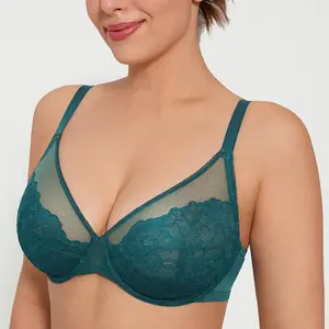 Popilush Minimizer Bras for Women Supportive Full Coverage Underwire Floral Lace Bras Plus Size Lifting Unpadded Bra Elegant Outfits