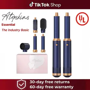 ATOPSKINS 5 in 1 Detachable Blow Dryer Brush Set Negative Ionic Hot Air Brush Hair Styling Tool Round Hot Air Straightener Brush Volumizer Air Curler Wand for Women Salon Home White Multifunctional  30-day free returns