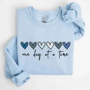 One Day At A Time, Mental Health, Wellness, Hearts Sweatshirt & Tshirt, Women's Crew Neck, Crewneck