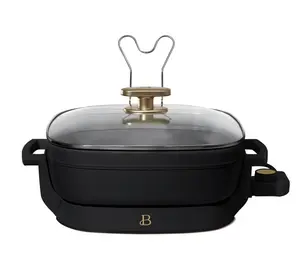 5 in 1 Electric Skillet - Expandable up to 7 Qt with Glass Lid, Black