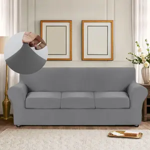 Solid Color Sofa Cover with 2/3/4 Counts Cushion Cover, 1 Count Durable Fabric Elastic Sofa Slipcover, Sofa Couch Protector, Furniture Protector for Living Room Hotel