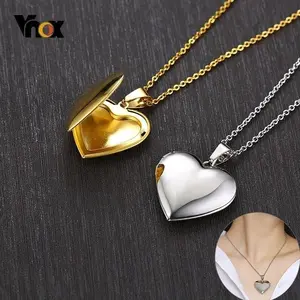 Vnox Light Heart Locket Pendant - Openable Photo Frame, Glossy Stainless Steel Jewelry for Women, Heart Charm Necklaces, Chain Accessory, Chain Jewelry Necklaces