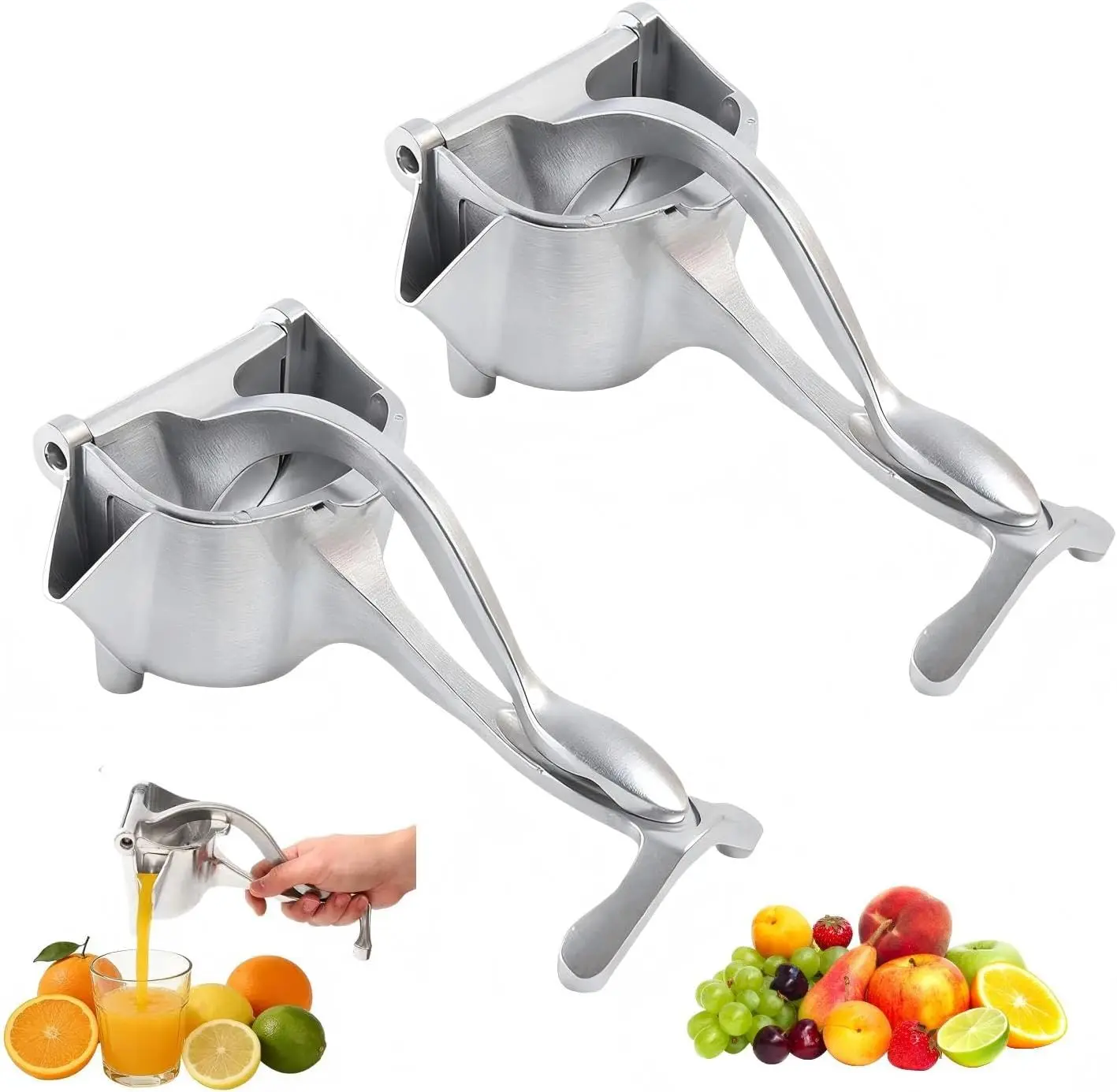 Aluminum Alloy Manual Hand Juicer Squeezer, Kitchen Utensils Citrus Press with V-Spout for Lemon, Lime, Orange, Grapefruit, Hand-Wash Only