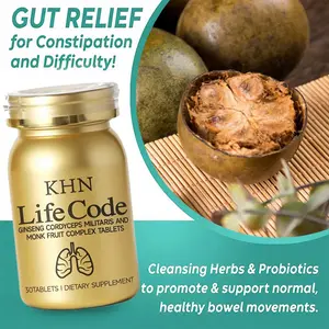 KHN-life Code Daily Supplement with Monk Fruit for Digestive Health & Metabolism Boost Natural Dietary Capsule for Constipation Relief