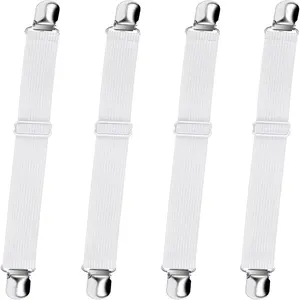 Humwam Adjustable Non-Slip Elastic Bedsheet Clip Holders – Buy 3 Get 1 Free Fastener Straps, Durable Bedding Accessories Fit Crib to King Size Mattresses