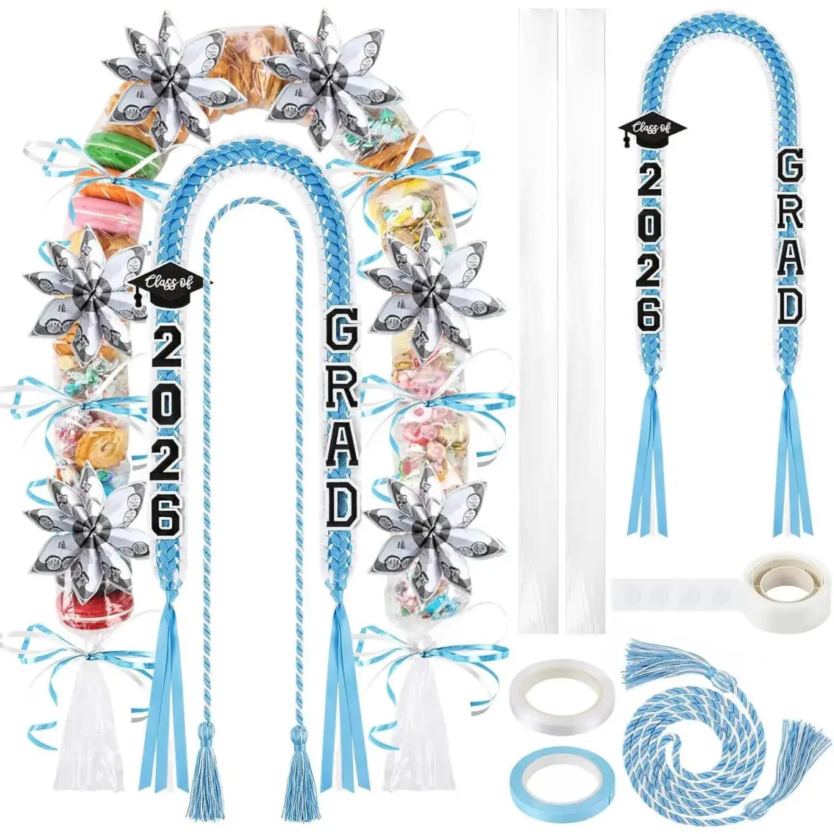 Graduation Ribbon Leis Graduation Candy Lei Kit with Honor Class of 2026 Graduation Gift for Party