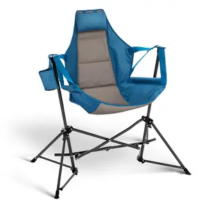 PHI VILLA Hammock Folding Rocking Chair with Cup Drink Holder, High Back Padded Swinging Chair for Outdoor,Camping, Lawn,Backyard,Picnic