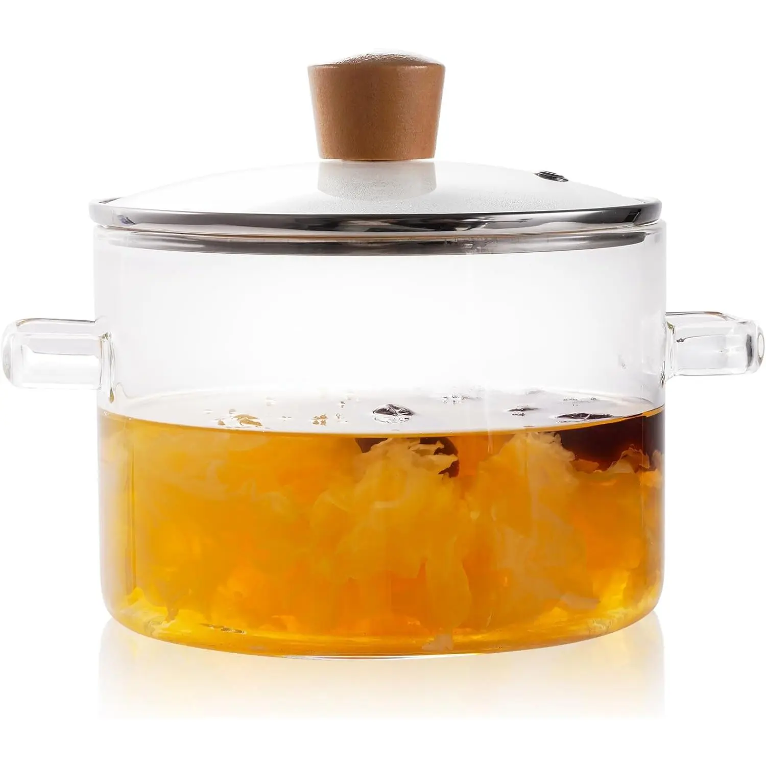 Glass Pots for Cooking on Stove, 1.8L/60 OZ Clear Simmer Pot Potpourri, Glass saucepan with Lid, Cookware for Stovetop