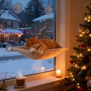 【Already have 10K favorites】Cat Window Perch，Easy to Assemble For Large Cats & Multi-Cat Homes，Cat Window Hammock – Mess-Free Waterproof Cats Window，Indoor Cat Seat,Suction Cup Pet Hanging Bed，Comfortable Sunbathing Lounger for Indoor Cats