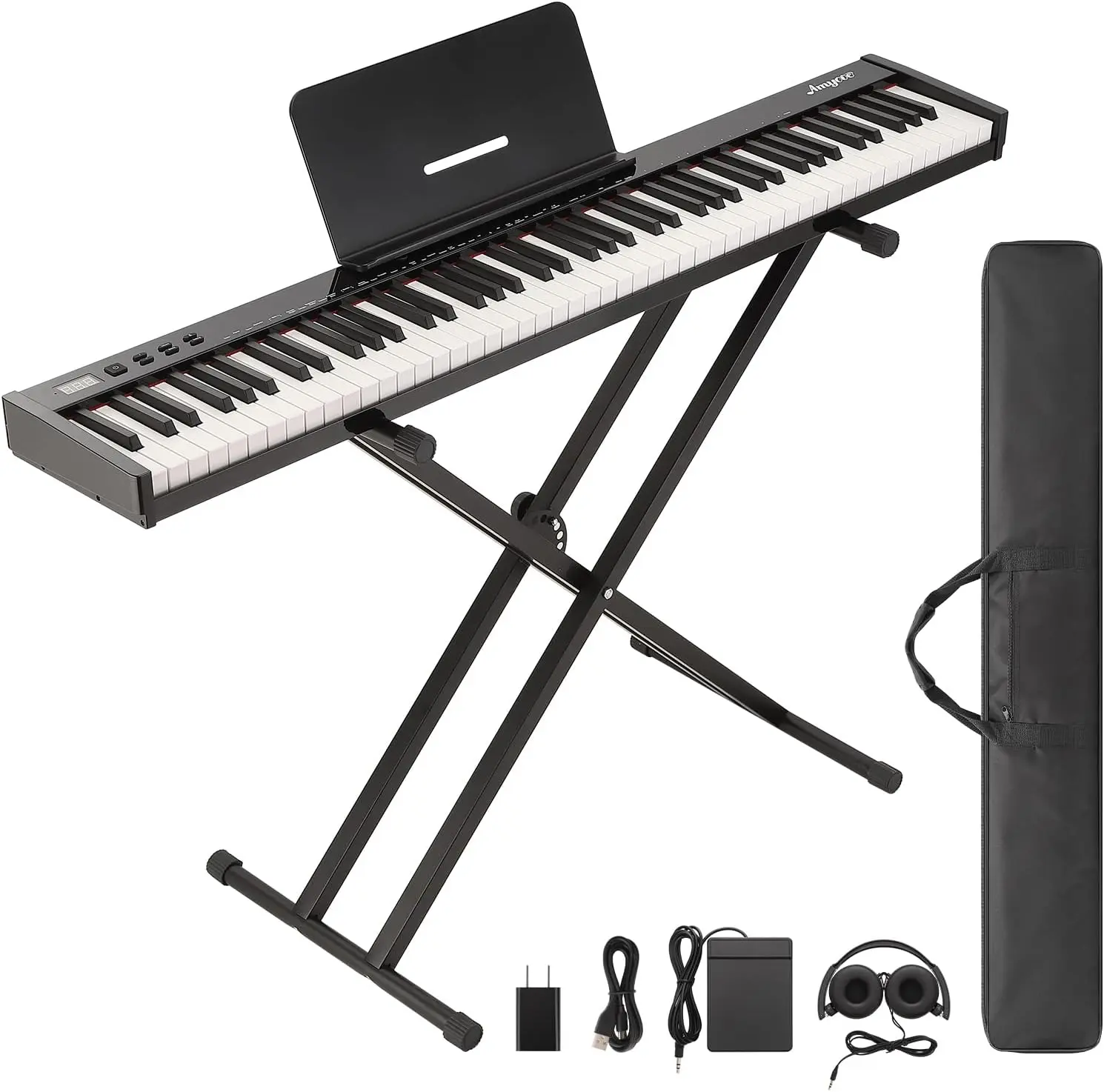 GAOMON 88-Key Portable Digital Piano Keyboard – Foldable Lightweight Electronic Piano with Accessories Kit, Beginner-Friendly Piano for Home Practice, Learning, and Travel