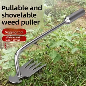 Garden Weed Removal Tool, Stand-Up Weed Puller, Weeding Rake for Root Extraction.